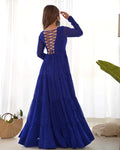ROYAL BLUE PURE SOFT FOX GEORGETTE ANARKALI GOWN WITH HUGE FLAIR
