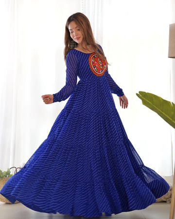 ROYAL BLUE PURE SOFT FOX GEORGETTE ANARKALI GOWN WITH HUGE FLAIR