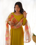 LEMON GREEN PURE SOFT VISCOSE KURTA SUIT SET WITH DUPATTA & PANT