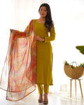 LEMON GREEN PURE SOFT VISCOSE KURTA SUIT SET WITH DUPATTA & PANT