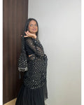 BLACK COLOR BEAUTIFUL SEQUENCE WORK LEHENGA SAREE WITH POTLI BAG