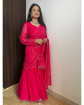 PINK COLOR BEAUTIFUL SEQUENCE WORK LEHENGA SAREE WITH POTLI BAG