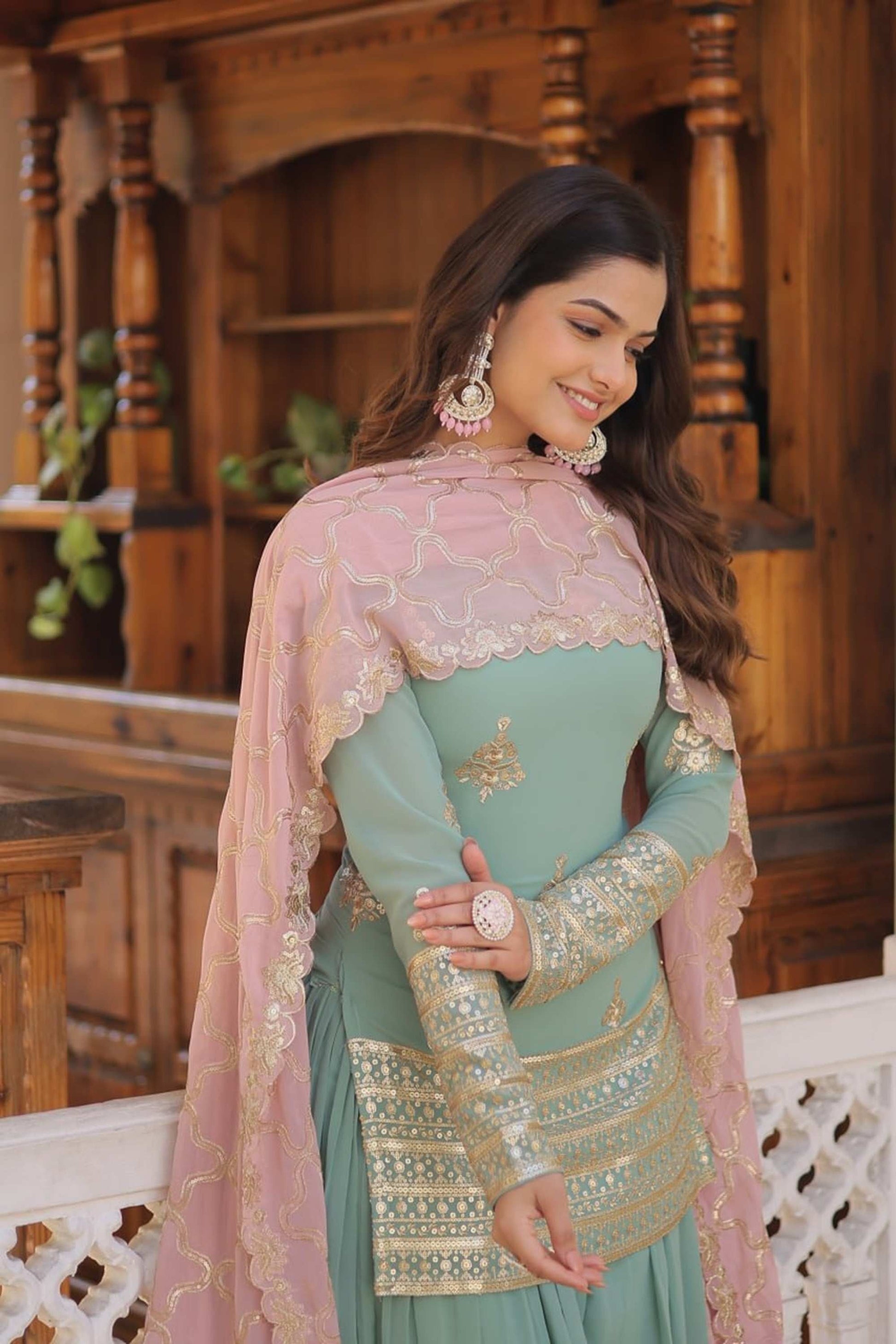 LIGHT GREEN PALAZZO SUIT WITH DUPATTA
