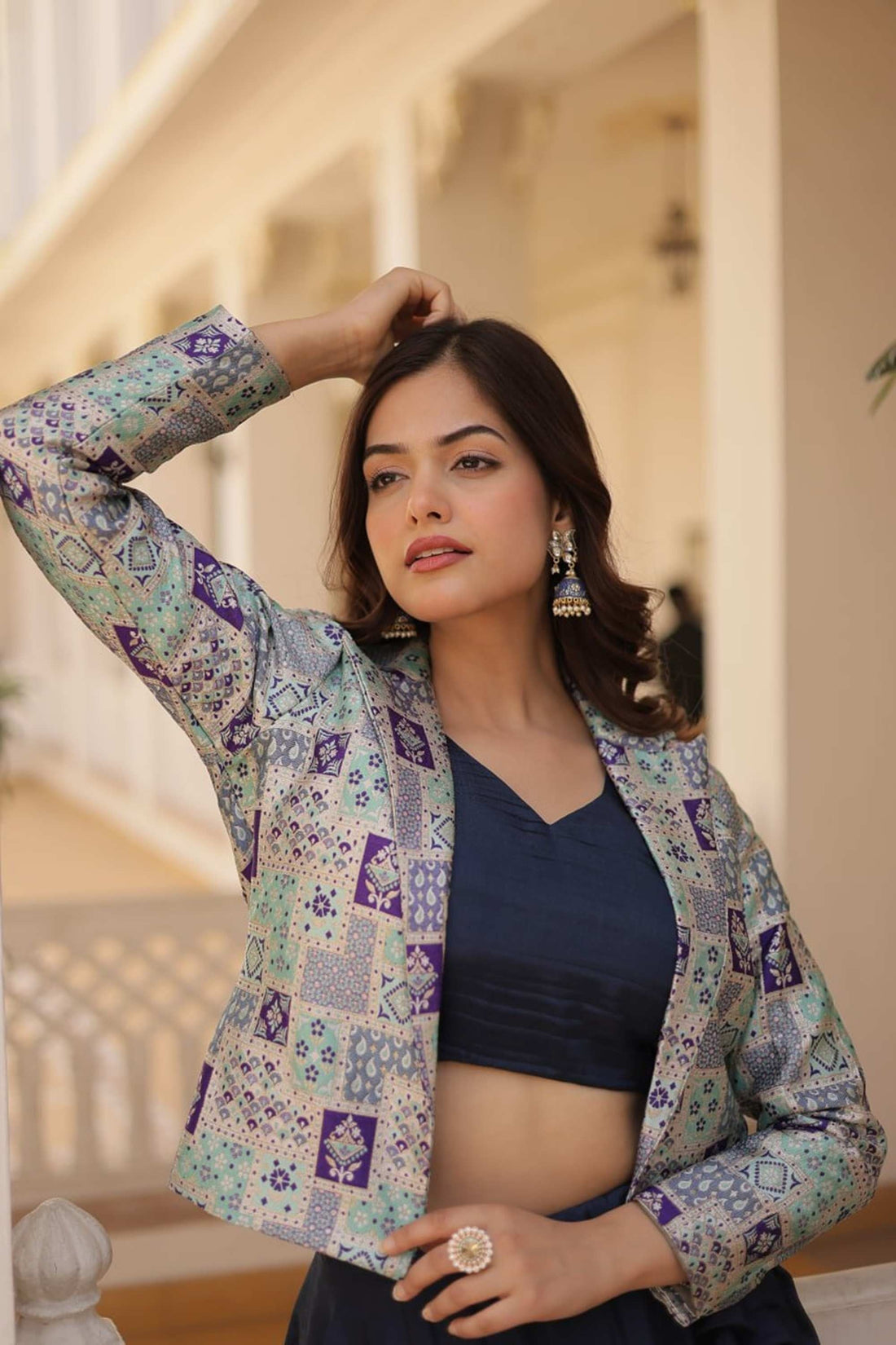 EXQUISITE BLUE COLOR PREMIUM READYMADE JACKET LEHENGA CHOLI SET