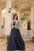 EXQUISITE BLUE COLOR PREMIUM READYMADE JACKET LEHENGA CHOLI SET