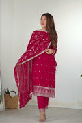 RANI PINK STRAIGHT FIT KURTA WITH DUPATTA SET