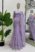 LAVENDER COLOR BEAUTIFUL DESIGNER THREAD & SEQUENCE WORK SAREE