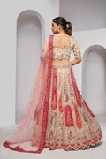 ELEGANT ROSE-PINK SILK LEHENGA CHOLI WITH PEACOCK & PAISLEY MOTIFS