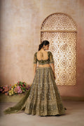 MEHENDI BRIDAL LEHENGA WITH INTRICATE THREAD EMBROIDERY