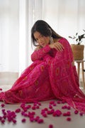 UPGRADE YOUR WARDROBE WITH OUR EXQUISITE BANDHEJ PINK READY-TO-WEAR SAREE