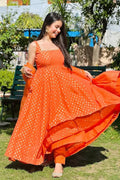 ELEGANT ORANGE CHANDERI COTTON SUIT SET