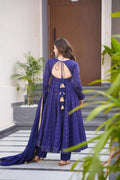 TIMELESS BLUE MASLIN SUIT WITH ENKAR DORI DETAILS