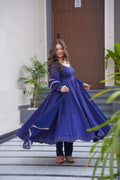 TIMELESS BLUE MASLIN SUIT WITH ENKAR DORI DETAILS
