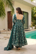 FOREST GREEN MASLIN DIGITAL PRINT ANARKALI SUIT
