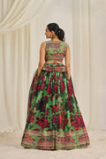 PARROT GREEN ORGANZA ZARI DORI SEQUUINS FLORAL LEHENGA CHOLI SET