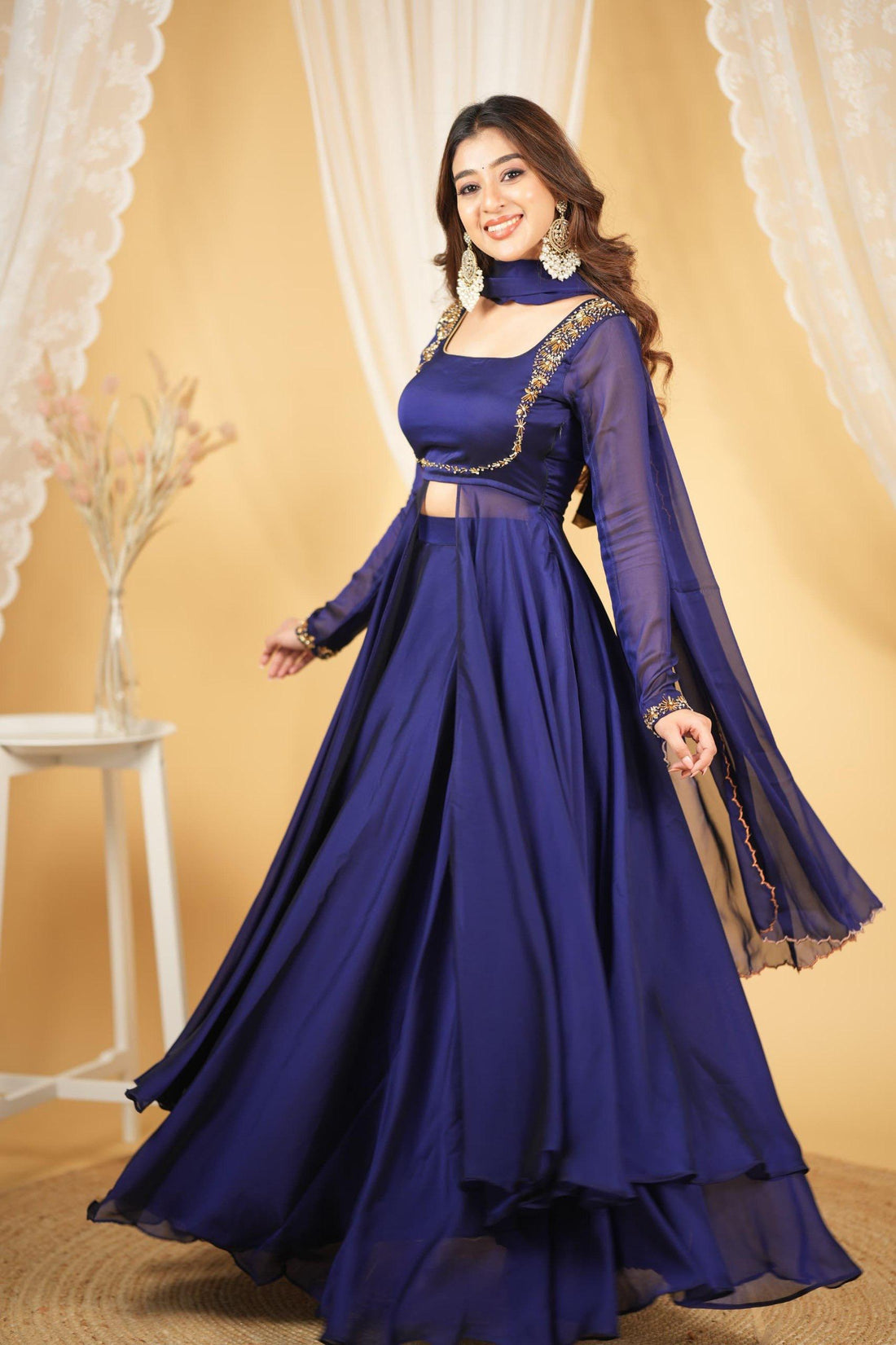 PREMIUM HANDWORK ROYAL BLUE LEHENGA SET IN PURE RANGOLI SILK
