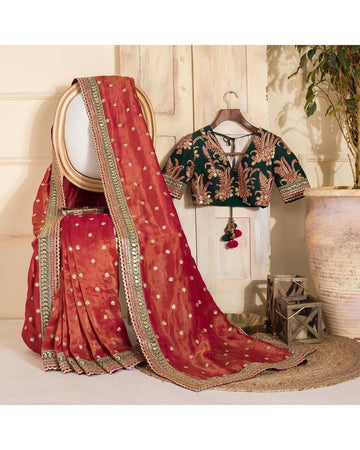 DESIGNER LOOK THREAD & SEQUENCE WORK SAREE WITH BLOUSE