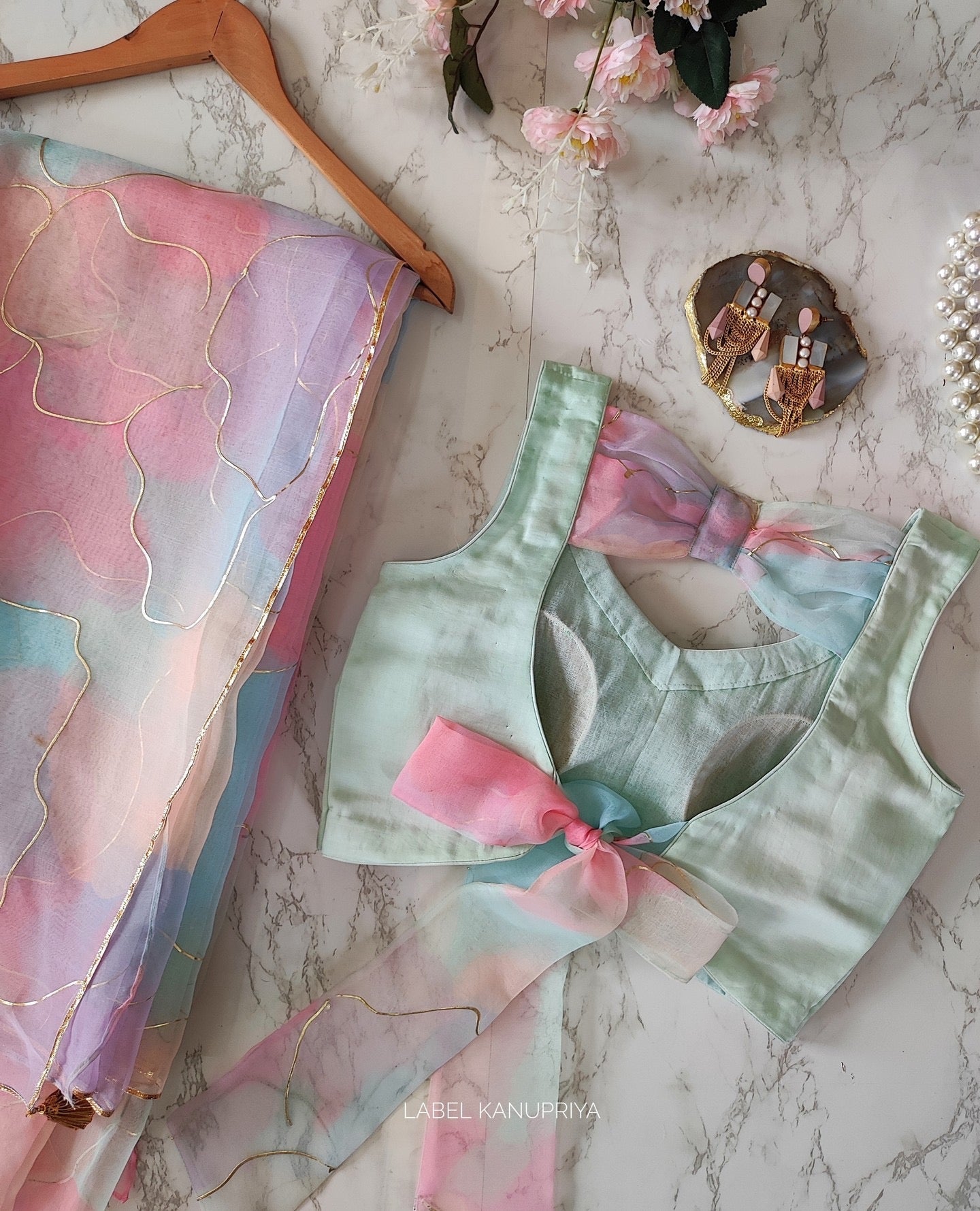 PASTEL DREAM ORGANZA BASE DESIGNER EMBROIDERY WORK SAREE