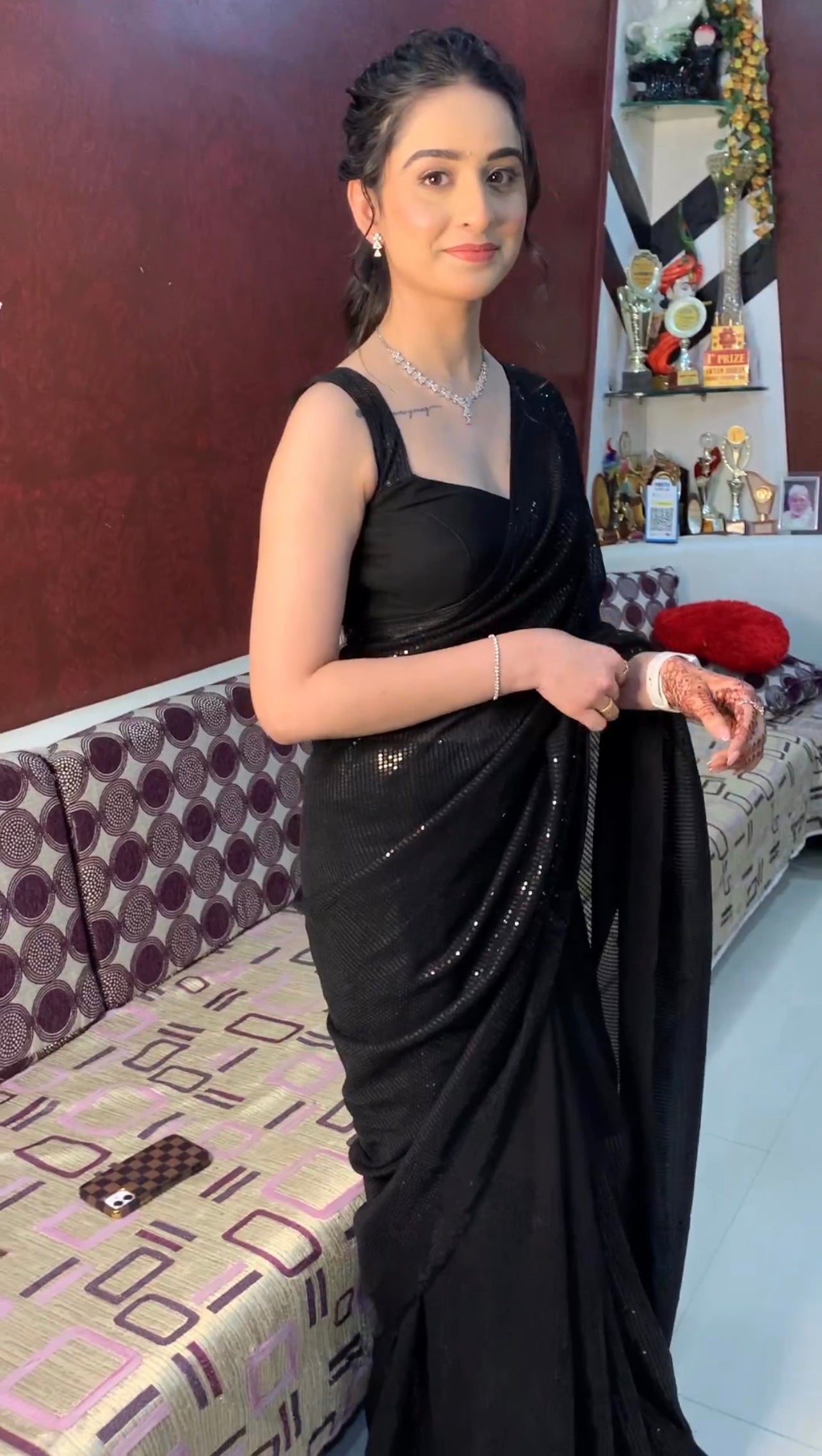 HEAVENLY BLACK COLOR GEORGETTE BASE DESIGNER SAREE