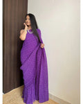 BEAUTIFUL PURPLE BANDHANI DESIGNER GEORGETTE BASE PRE DRAPPED GOWN SAREE