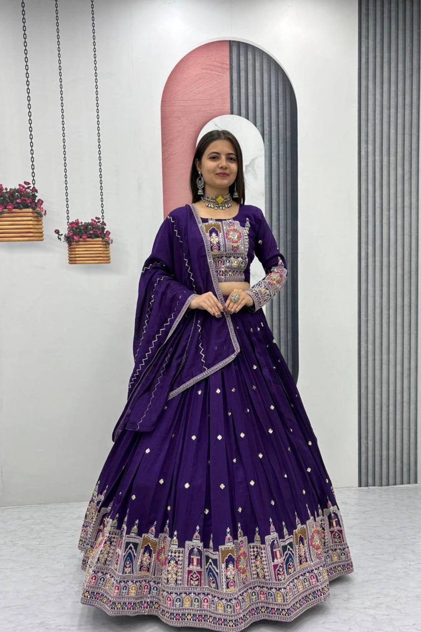 ROYAL BLUE VICHITRA LEHENGA CHOLI SET