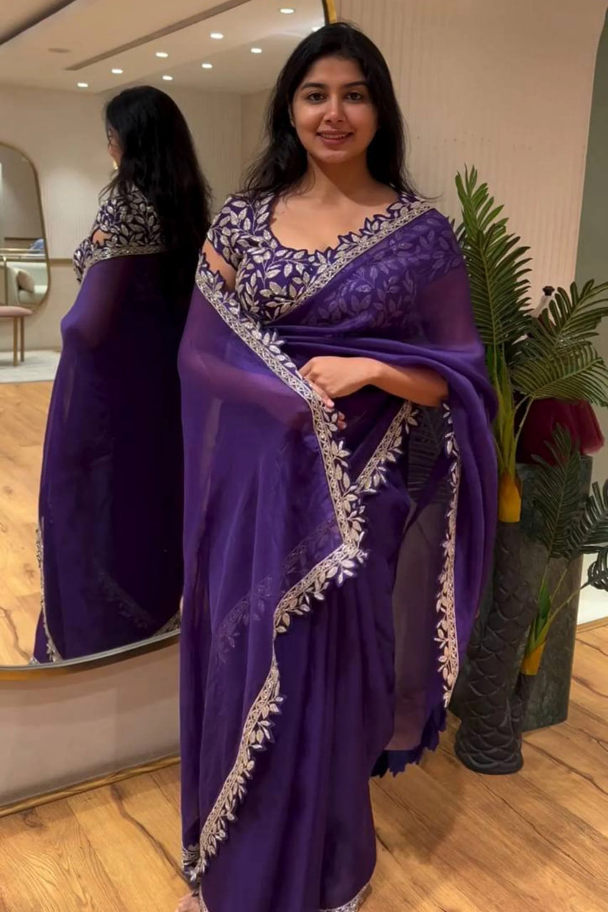 INDIGO PURPLE DESIGNER SAREE