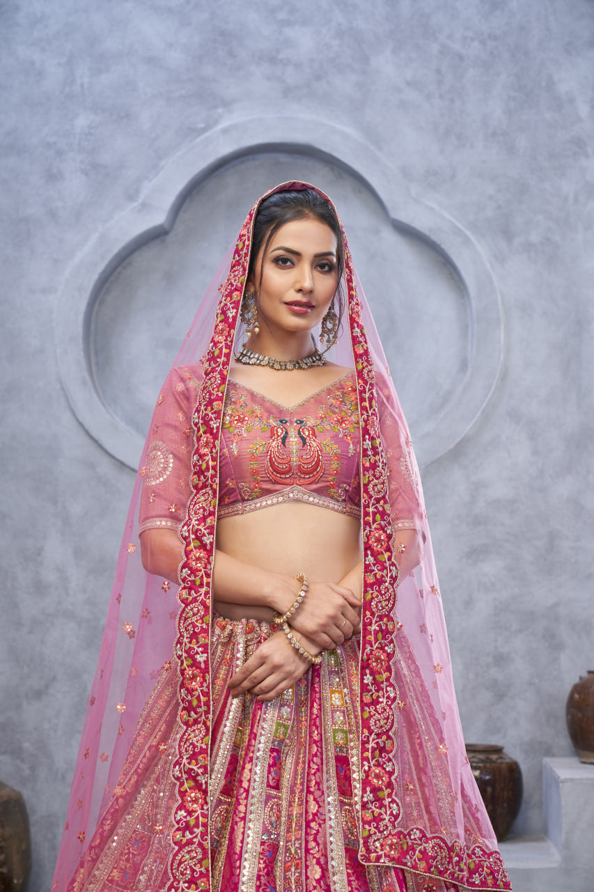 RADIANT MAGENTA (PURPLE) BRIDAL SILK LEHENGA – BOLD ELEGANCE FOR THE MODERN BRIDE