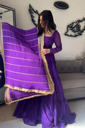 FABVILLA ROYAL PURPLE TIERED ANARKALI ENSEMBLE