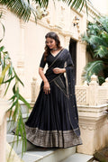 BLACK CHANDERI SILK LEHENGA CHOLI SET