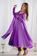 ROYAL PURPLE SOFT GEORGETTE ANARKALI SUIT SET
