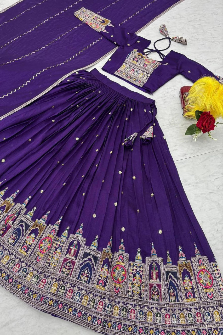 ROYAL BLUE VICHITRA LEHENGA CHOLI SET