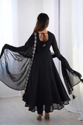 Black Georgette Embroidered Anarkali Suit Set