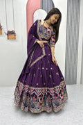 PURPLE EMBROIDERED VICHITRA LEHENGA CHOLI