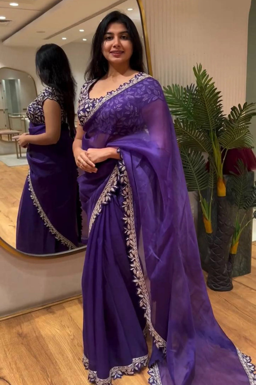INDIGO PURPLE DESIGNER SAREE