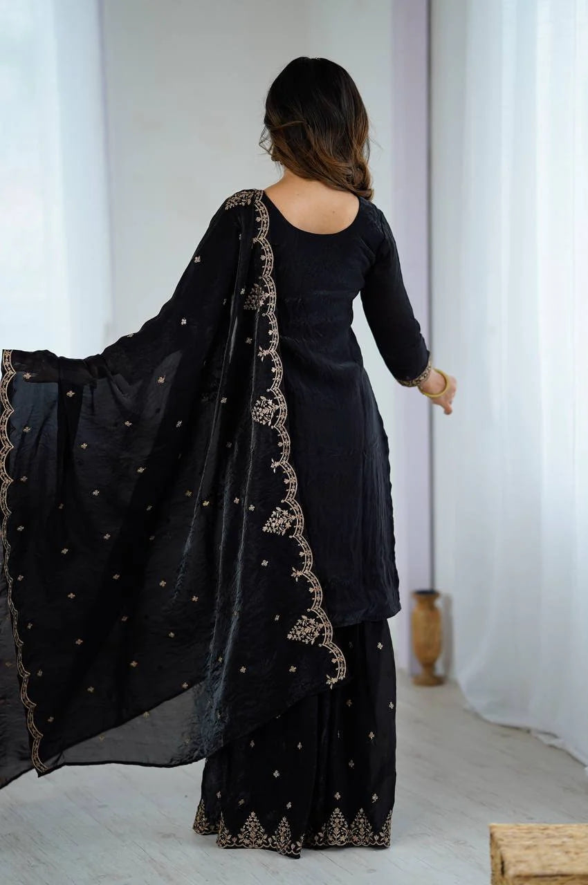 BLACK KEDIYA STYLE SHARARA SUIT