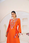 ORANGE ETHNIC MIRROR WORK PEPLUM SET WITH PALAZZO