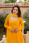 Mustard Yellow Hand-Worked Premium Anarkali Set