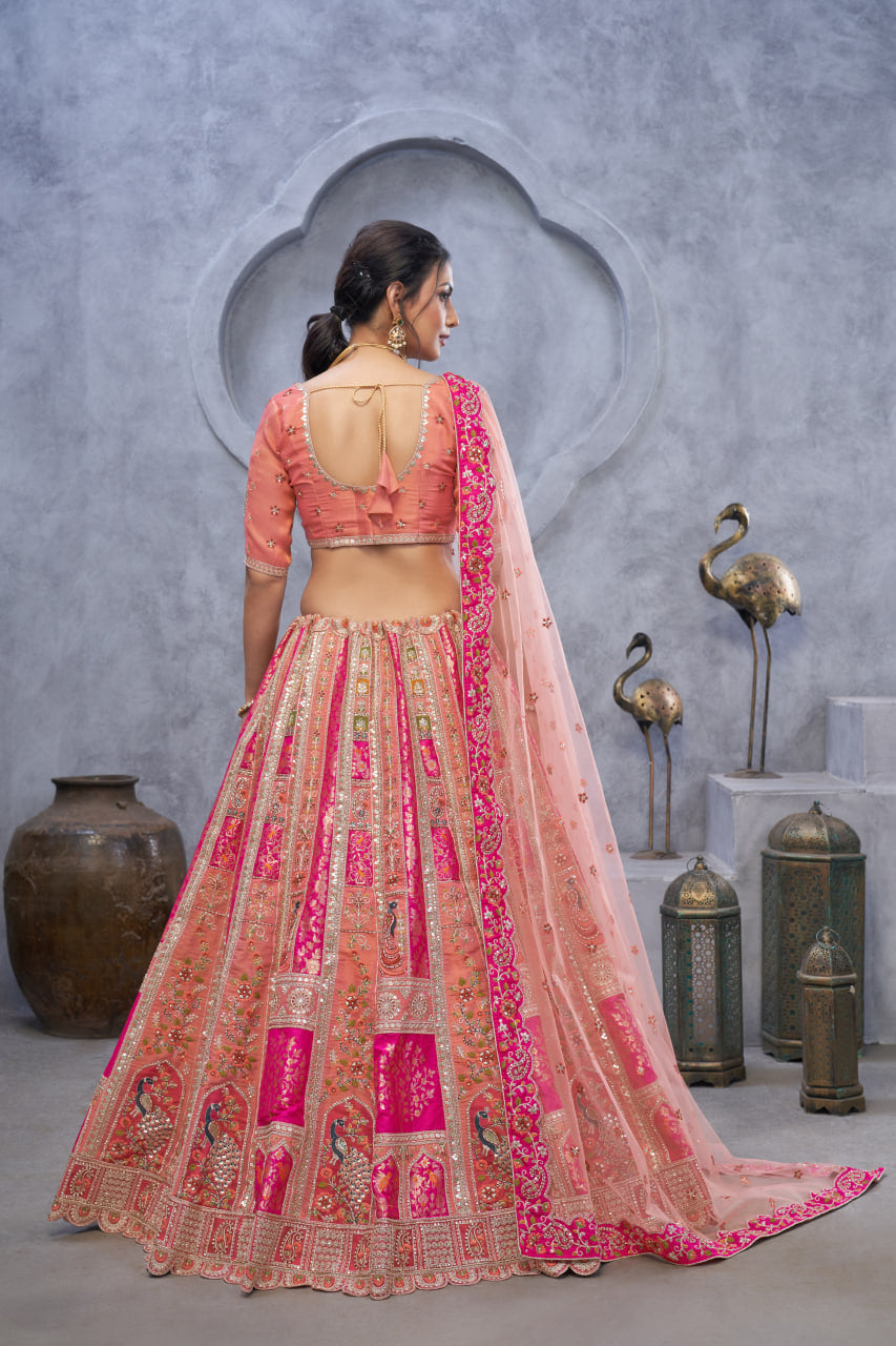 THE BAGH COLLECTION – PLUSH PINK BANARASI SILK LEHENGA SET