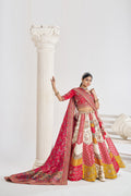 DESIGNER MULTICOLOR BANARASI BRIDAL LEHENGA WITH MOSAIC SCALLOP WORK