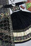 BLACK COTTON CHANIYA CHOLI WITH HEAVY EMBROIDERY