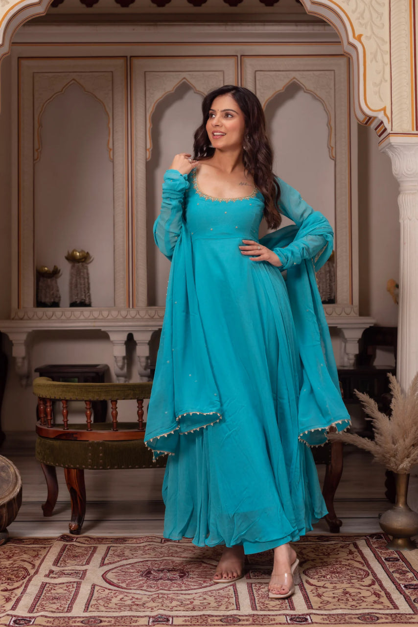 GEORGETTE ANARKALI WITH COTTON LINING – PREMIUM COMFORT & STYLE