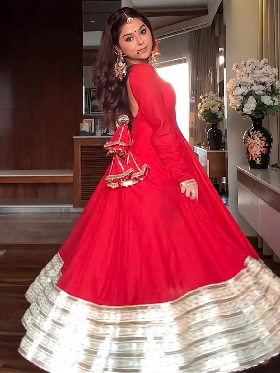 MAHARANI RED KARVA CHAUTH SPECIAL ANARKALI SUIT SET – ROYAL ELEGANCE