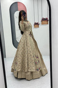 CREAM COLOR CROP TOP LEHENGA WITH EMBROIDERED SHRUG