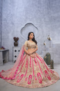 ELEGANT CHIKU ORGANZA SILK LEHENGA CHOLI WITH TRADITIONAL PAISLEY MOTIFS & SOFT NET DUPATTA