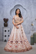 BRIDAL LIGHT PURPLE LEHENGA WITH ZARI PAISLEY EMBROIDERY, SILK PATCHES & REGAL PEACOCK MOTIFS