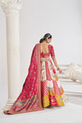 DESIGNER MULTICOLOR BANARASI BRIDAL LEHENGA WITH MOSAIC SCALLOP WORK