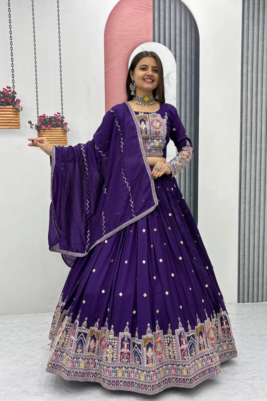 ROYAL BLUE VICHITRA LEHENGA CHOLI SET