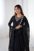 Black Georgette Embroidered Anarkali Suit Set