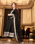 CLASSIC BLACK ANARKALI SUIT IN PREMIUM RAYON COTTON