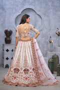 BRIDAL LIGHT PURPLE LEHENGA WITH ZARI PAISLEY EMBROIDERY, SILK PATCHES & REGAL PEACOCK MOTIFS